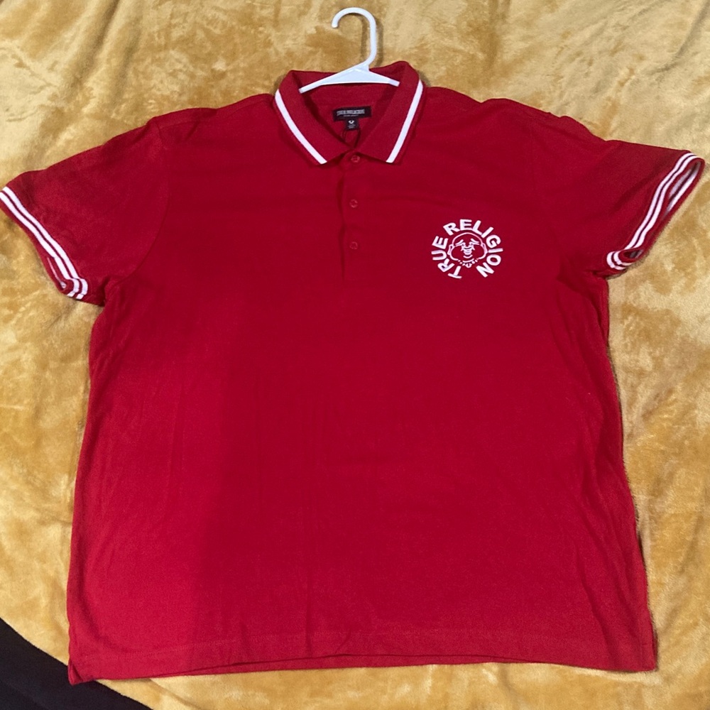 True Religion Bold Red Polo Shirt for Men great condition